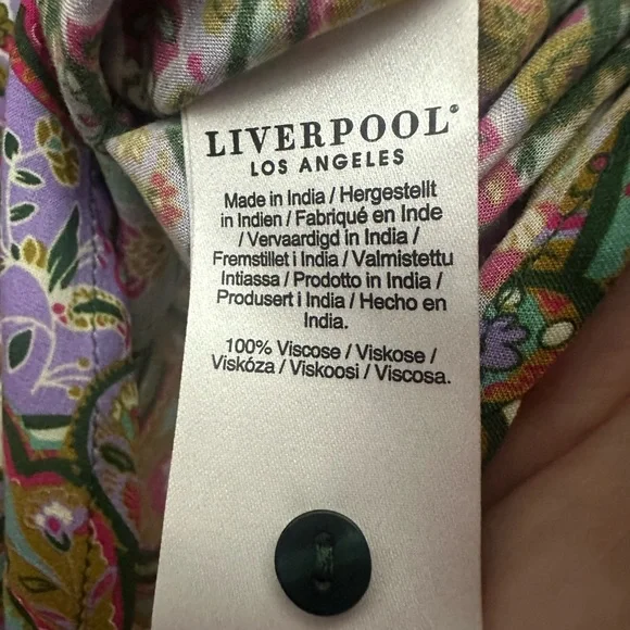 Liverpool High Neck Paisley Print Sleeveless Blouse Size Medium Keyhole Detail - Picture 6 of 8